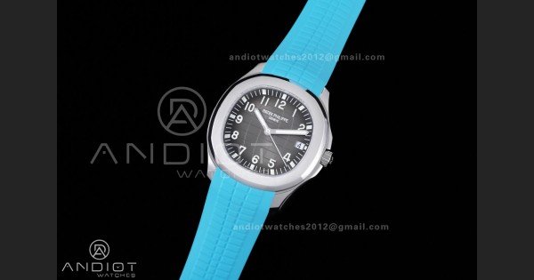 Aquanaut 5167 SS DDF 1:1 Best Edition Gray Dial on Black Baby Blue Strap DD330 Super Clone