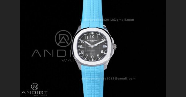 Aquanaut 5167 SS DDF 1:1 Best Edition Gray Dial on Black Baby Blue Strap DD330 Super Clone