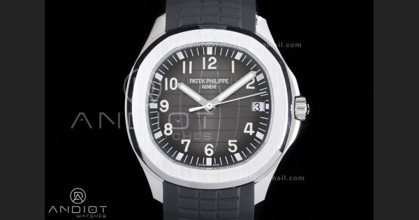 Aquanaut 5167 SS DDF 1:1 Best Edition Gray Dial on Black Rubber Strap DD330 Super Clone
