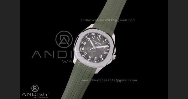 Aquanaut 5167 SS DDF 1:1 Best Edition Gray Dial on Green Rubber Strap DD324 Super Clone