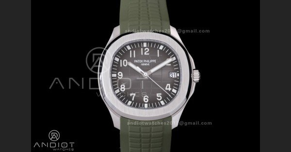 Aquanaut 5167 SS DDF 1:1 Best Edition Gray Dial on Green Rubber Strap DD324 Super Clone
