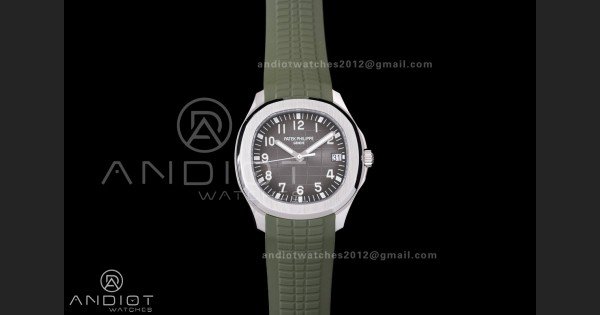 Aquanaut 5167 SS DDF 1:1 Best Edition Gray Dial on Green Rubber Strap DD324 Super Clone