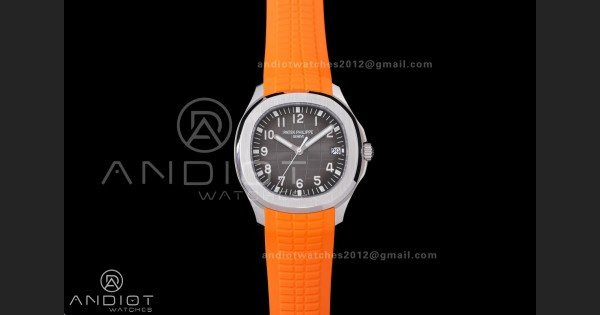 Aquanaut 5167 SS DDF 1:1 Best Edition Gray Dial on Orange Rubber Strap DD324 Super Clone