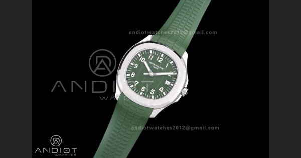 Aquanaut 5168G 42mm SS 3KF 1:1 Best Edition Green Dial on Green Rubber Strap A330 Super Clone V3