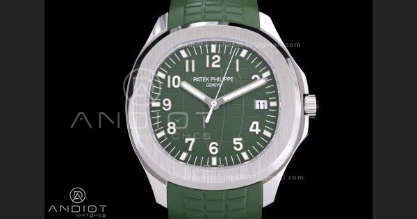 Aquanaut 5168G 42mm SS 3KF 1:1 Best Edition Green Dial on Green Rubber Strap A330 Super Clone V3