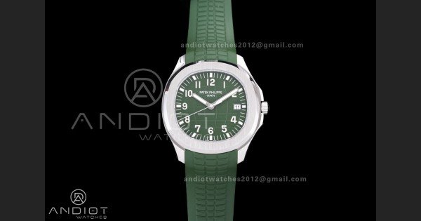 Aquanaut 5168G 42mm SS 3KF 1:1 Best Edition Green Dial on Green Rubber Strap A330 Super Clone V3