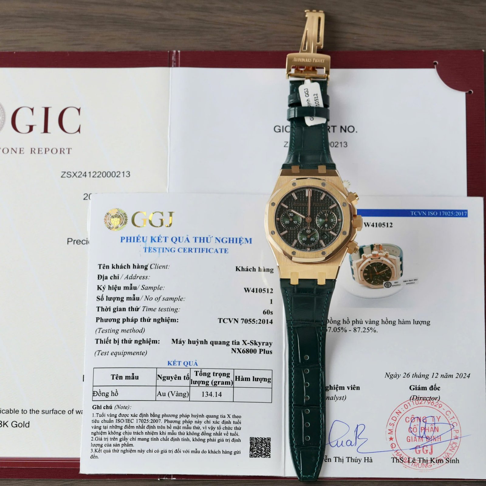 Audemars Piguet Copies Watch Royal Oak 26240OR Green Dial Custom Gold Wrapped 41mm - Đồng Hồ Replica 1:1