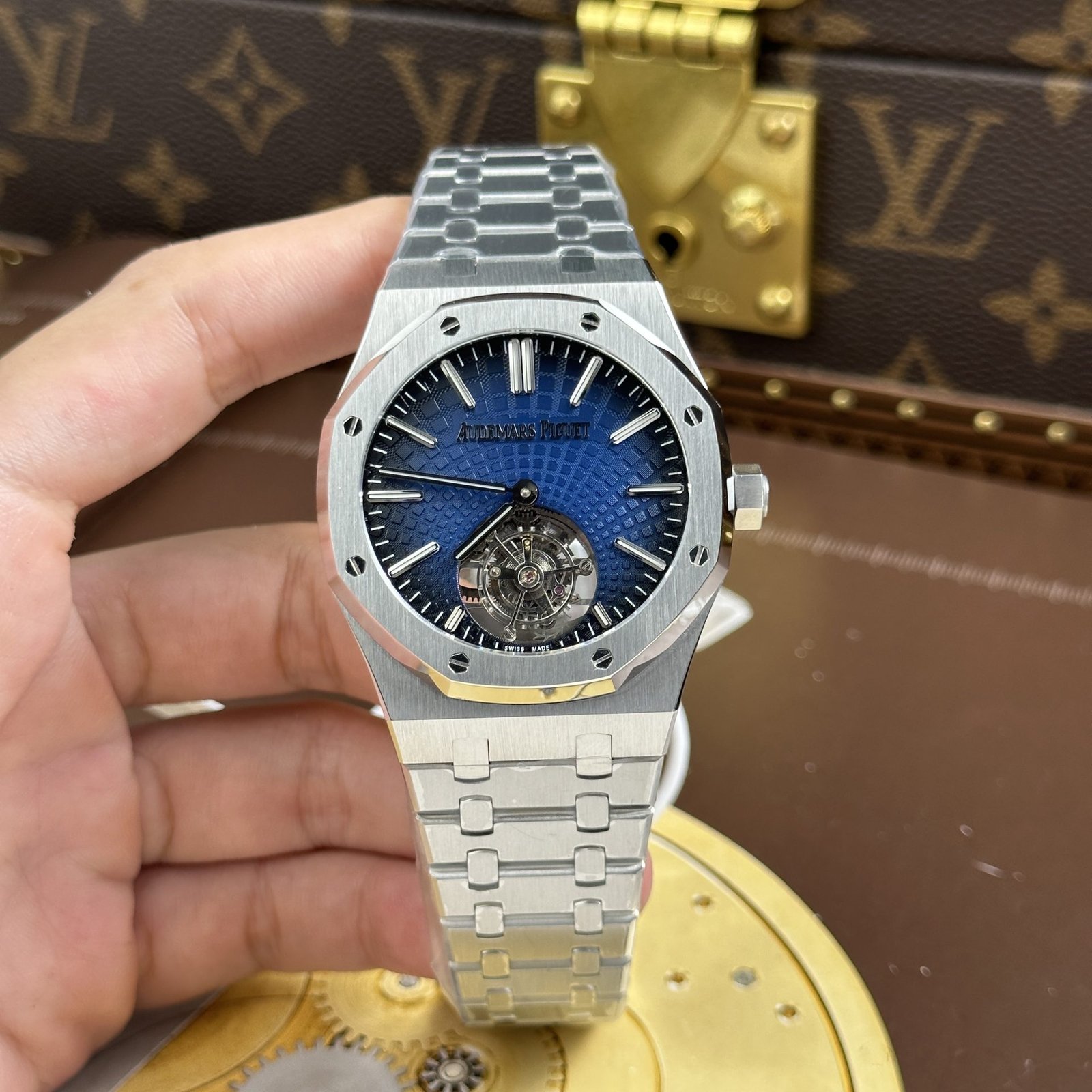 Audemars Piguet Imitation Watches Royal Oak Selfwinding Flying Tourbillon 26530ST Smoke Blue Dial 41mm - Đồng Hồ Replica 1:1
