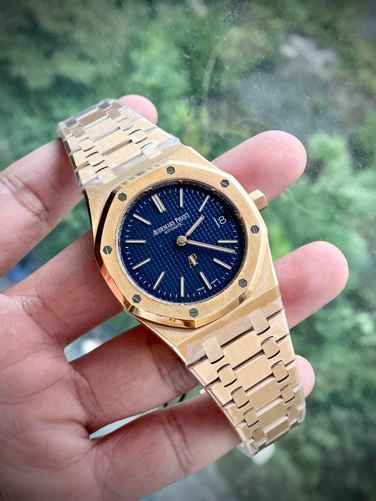 Audemars Piguet Replica Watch Royal Oak 15202OR Jumbo Blue Dial ZF Factory 39mm - Đồng Hồ Replica 1:1