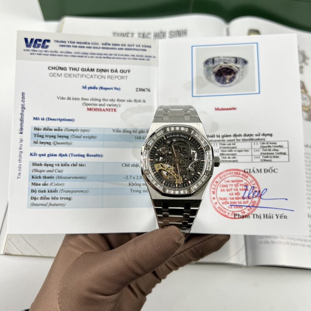 Audemars Piguet Royal Oak 15412BC Skeleton Moissanite Replica Watch 41mm - Đồng Hồ Replica 1:1