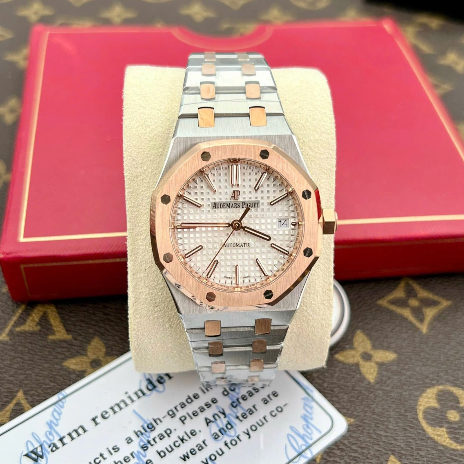 Audemars Piguet Royal Oak 15450 Copies Watches Demi Rose Gold IP Factory 37mm - Đồng Hồ Replica 1:1