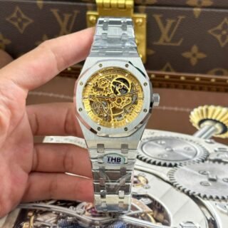 Audemars Piguet Royal Oak Openworked 15407 Knock Off Watches Dial Skeleton Yellow THB Factory 41mm - Đồng Hồ Replica 1:1