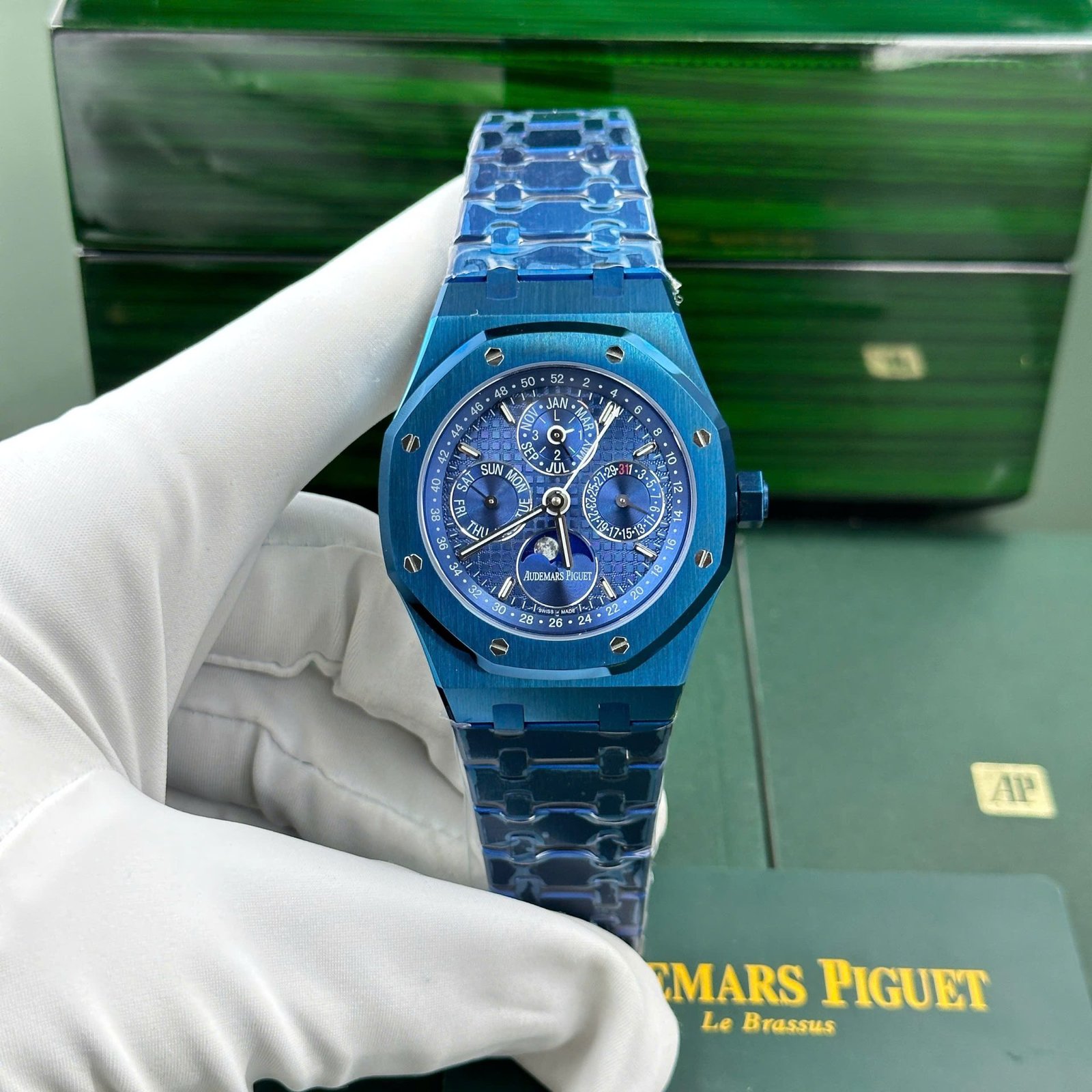 Audemars Piguet Royal Oak Perpetual Calendar 26579CS Replica Watch Blue BBR Factory 41mm - Đồng Hồ Replica 1:1