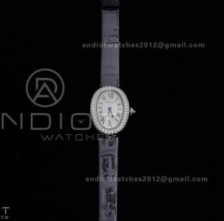 Baignoire Watch SSAF 1:1 Best Edition White Dial Diamonds Bezel on Black Strap RONDA Quartz