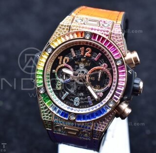 Big Bang Unico Rainbow King RG 45mm ZF 1:1 Best Edition on Rainbow Gummy Strap A1280