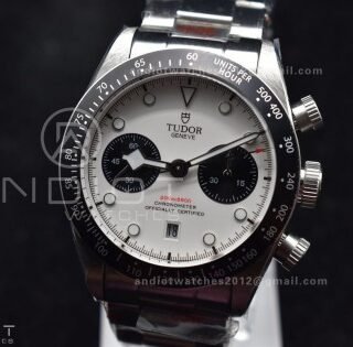 Black Bay Chrono SS TWS 1:1 Best Edition White Dial on SS Bracelet A7750