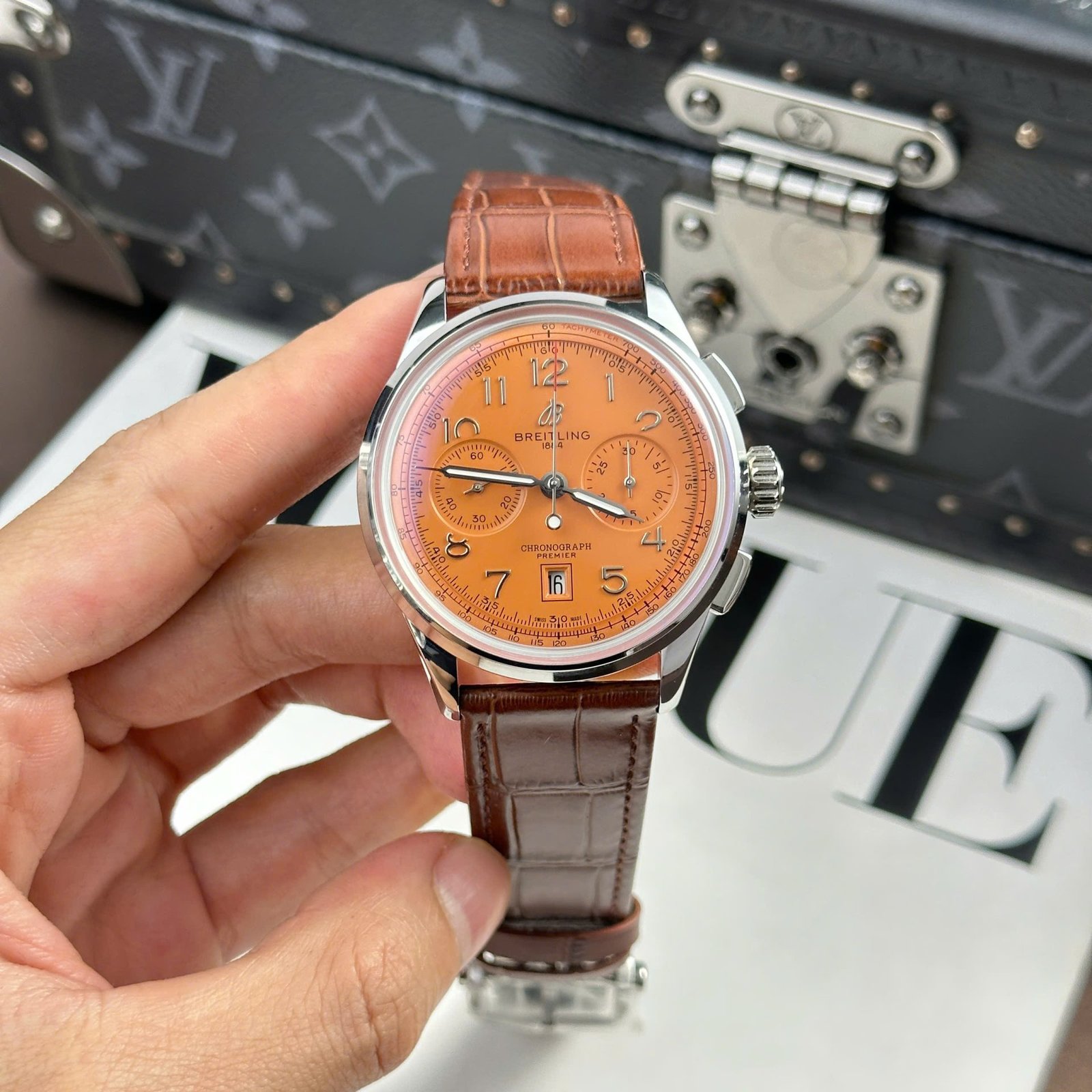 Breitling Premier B01 Chronograph Replica Watch Dial Orange BLS Factory 42mm - Đồng Hồ Replica 1:1