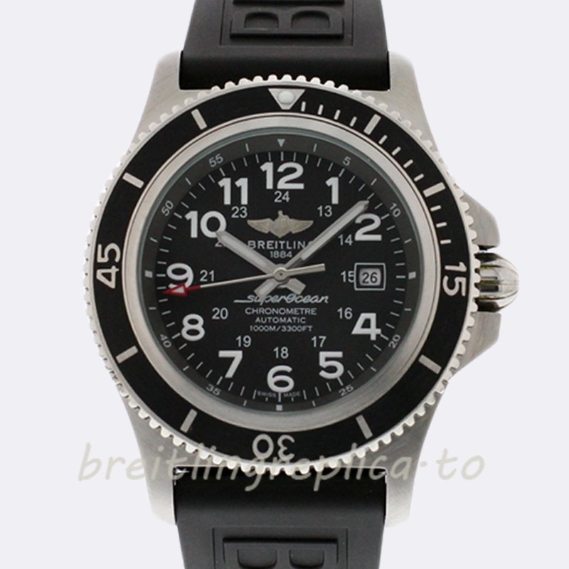 Breitling Superocean A17365-K Men's 46mm Silver-tone Black Dial