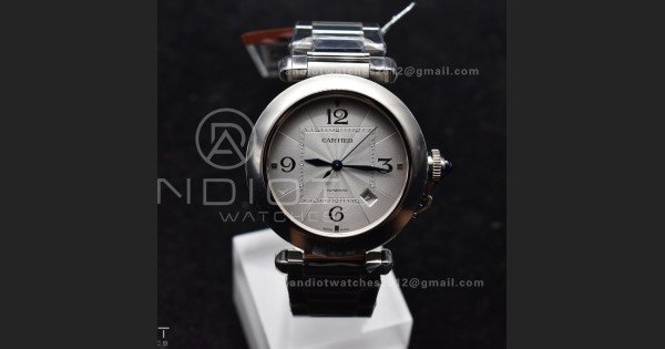 BVF Cartier Pasha Ladies Made 1:1 like the Genuine White Dial on SS Bracelet
