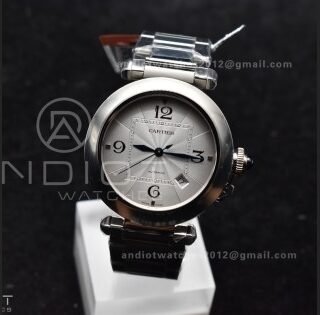 BVF Cartier Pasha Ladies Made 1:1 like the Genuine White Dial on SS Bracelet