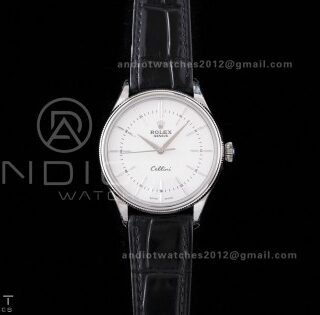 Cellini 50509 SS KZF 1:1 Best Edition White Dial Stick Markers on Black Leather Strap SA3132