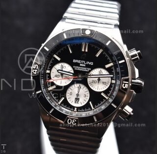 Chronomat B01 44mm SS BLSF 1:1 Best Edition Black Dial on SS Bracelet A7750