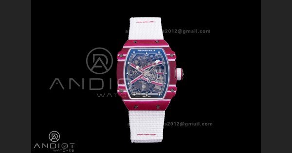 Custom Made RM67-02 Mutaz Essa Red NTPT on White Nylon strap CRMA7 Clone