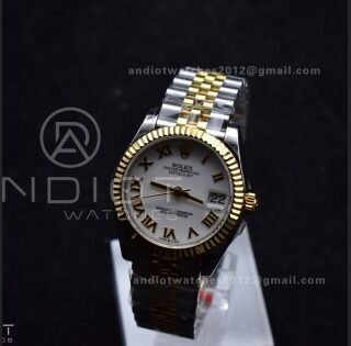 DateJust 31 Ladies 278271 GSF 316L Steel White Dial Roman Markers on YG President Bracelet