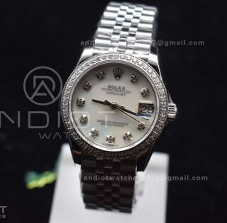 DateJust 31 Ladies 278289 WF 316L Steel White Dial Fluted Bezel On President Syle Bracelet