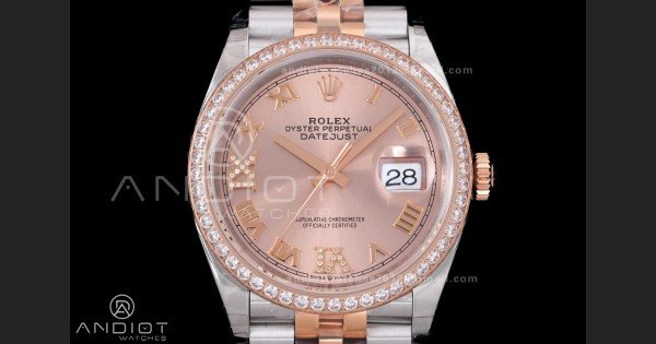 DateJust 36 SS 126281rbr VSF 1:1 Best Edition 904L Steel RG Roman Dial on Jubilee Bracelet VS3235