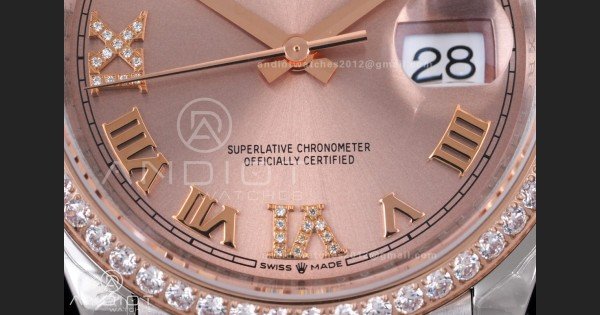 DateJust 36 SS 126281rbr VSF 1:1 Best Edition 904L Steel RG Roman Dial on Jubilee Bracelet VS3235