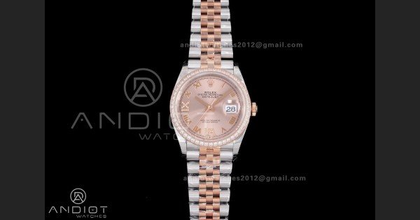DateJust 36 SS 126281rbr VSF 1:1 Best Edition 904L Steel RG Roman Dial on Jubilee Bracelet VS3235