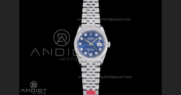 DateJust 36 SS 126284 VSF 1:1 Best Edition 904L Steel Blue Diamonds Dial & bezel on Jubilee Bracelet VS3235