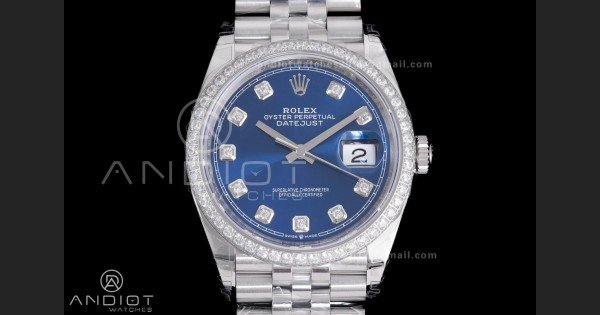DateJust 36 SS 126284 VSF 1:1 Best Edition 904L Steel Blue Diamonds Dial & bezel on Jubilee Bracelet VS3235