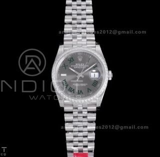 DateJust 36 SS 126284 VSF 1:1 Wimbledon Best Edition 904L Steel Gray Green Roman Dial Diamond Bezel on Jubilee Bracelet VS3235