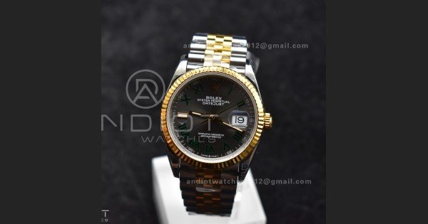 DateJust 36 SS/RG 126231 VSF 1:1 Best Edition 904L Steel Gray Dial Green Roman Marker on Jubilee Bracelet VS3235