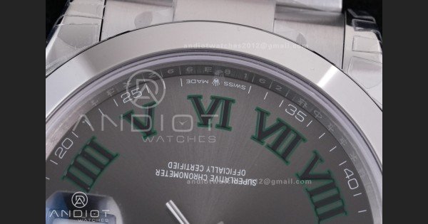 DateJust 41 126300 904L SS VSF 1:1 Best Edition Gray Dial Green Roman on Oyster Bracelet VS3235