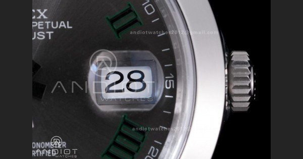 DateJust 41 126300 904L SS VSF 1:1 Best Edition Gray Dial Green Roman on Oyster Bracelet VS3235