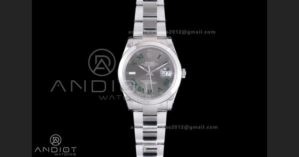 DateJust 41 126300 904L SS VSF 1:1 Best Edition Gray Dial Green Roman on Oyster Bracelet VS3235