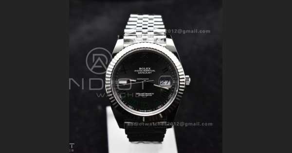 DateJust 41 126330 Wimbledon 904L SS ARF 1:1 Best Edition Gray Dial Green Roman On Jubilee Bracelet Vr3235