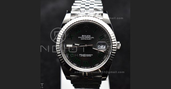 DateJust 41 126330 Wimbledon 904L SS ARF 1:1 Best Edition Gray Dial Green Roman On Jubilee Bracelet Vr3235