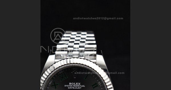 DateJust 41 126330 Wimbledon 904L SS ARF 1:1 Best Edition Gray Dial Green Roman On Jubilee Bracelet Vr3235