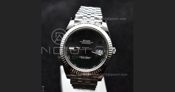 DateJust 41 126330 Wimbledon 904L SS ARF 1:1 Best Edition Gray Dial Green Roman On Jubilee Bracelet Vr3235