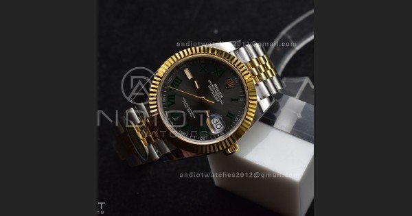 DateJust 41 126333 SS/YG ARF 1:1 Best Edition 904L Steel Gray Green Roman Dial on SS/YG Jubilee Bracelet SH3235 (Gain Weight)