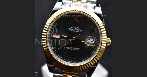 DateJust 41 126333 SS/YG ARF 1:1 Best Edition 904L Steel Gray Green Roman Dial on SS/YG Jubilee Bracelet SH3235 (Gain Weight)