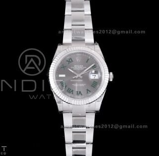 DateJust 41 126334 904L SS VSF 1:1 Best Edition Gray Dial Green Roman on Oyster Bracelet VS3235