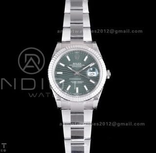 DateJust 41 126334 904L SS VSF 1:1 Best Edition Green Textured Dial on Oyster Bracelet VS3235