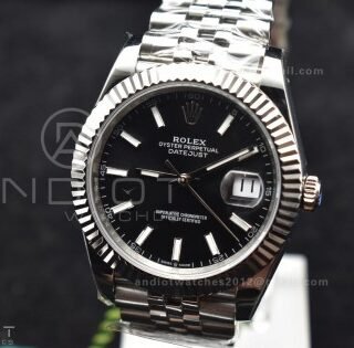 DateJust 41 126334 DIWF 1:1 Best Edition 904L Steel Black Stick Dial on Jubilee Bracelet SA3235