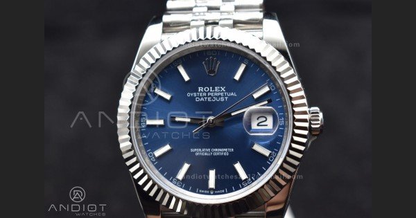DateJust 41 126334 DIWF 1:1 Best Edition 904L Steel Blue Stick Dial on Jubilee Bracelet SA3235
