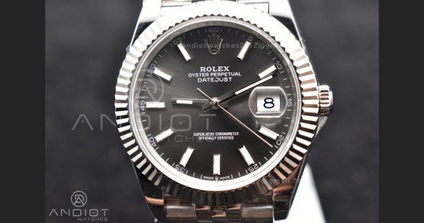 DateJust 41 126334 DIWF 1:1 Best Edition 904L Steel Grey Stick Dial on Jubilee Bracelet SA3235